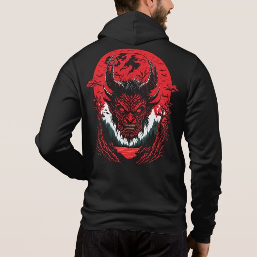Satan Evil Face | Demon Head Graphic Design Hoodie (Rückseite)