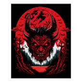 Satan Evil Face | Demon Head Graphic Design Poster (Vorderseite)