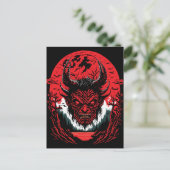 Satan Evil Face | Demon Head Graphic Design Postkarte (Stehend Vorderseite)
