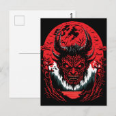 Satan Evil Face | Demon Head Graphic Design Postkarte (Vorne/Hinten)