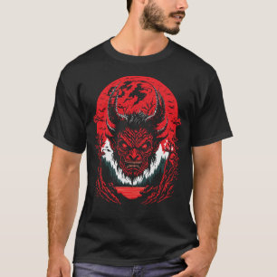 Satan Evil Face   Demon Head Graphic Design T-Shirt