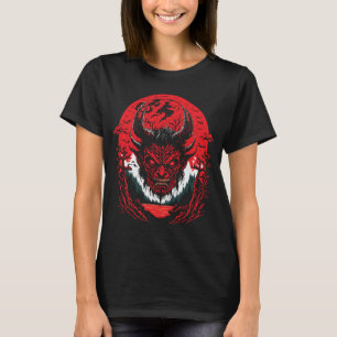 Satan Evil Face Demon Head Graphic Design T-Shirt