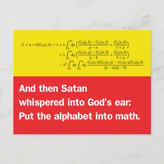 Satan flüsterte: Lege das Alphabet in Mathe Postkarte (Vorderseite)