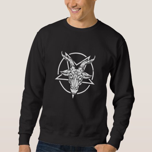 Satan Goth Okkult Pentagramm Ziege Baphomet Sweatshirt (Vorderseite)