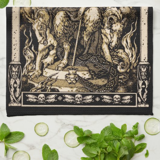 Satan inthronisierte 16x24 auf Twill-Baumwolle - Küchentuch (Gefaltet)