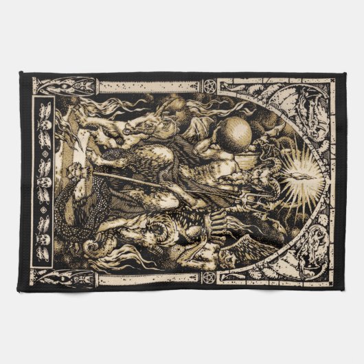 Satan inthronisierte 16x24 auf Twill-Baumwolle - Küchentuch (Horizontal)