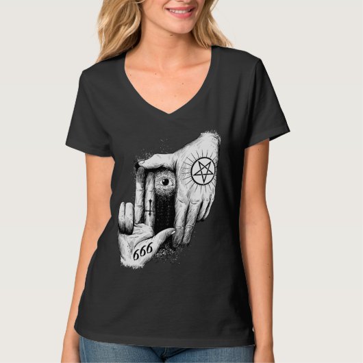 Satan is Watching you 666 Occult Baphomet Goat Sat T-Shirt (Vorderseite)