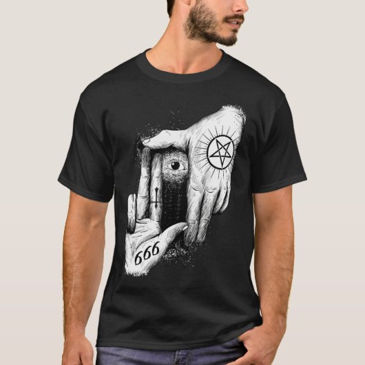 Satan is Watching you 666 Occult Baphomet Goat Sat T-Shirt (Vorderseite)