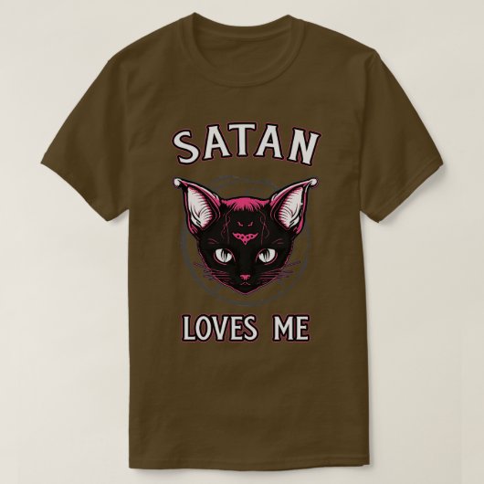 Satan Lieben Me Funny Satanic Kitty Goth T-Shirt (Design vorne)