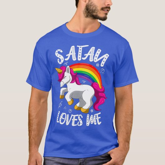 Satan Lieben Me Funny Unicorn Rainbow Goth T-Shirt (Vorderseite)