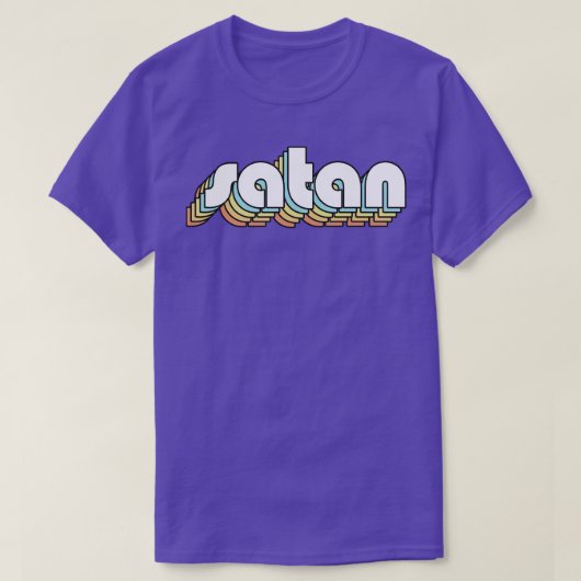 Satan Retro Rainbow Typografie Faded Style T-Shirt (Design vorne)