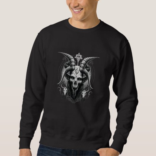 Satan Skeleton Head Occult Gothic Demon Sweatshirt (Vorderseite)