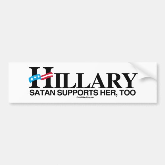 Satan stützt Hillary, auch - Anti-Hillary - .png Autoaufkleber (Vorne)