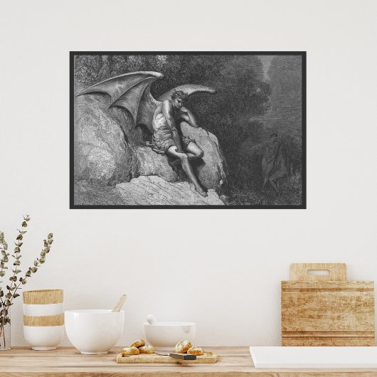 Satan Thinking 36x24 Poster (Küche)