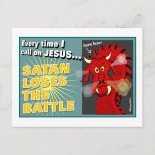 Satan verliert das Christliche Geschenk der Schlac Postkarte