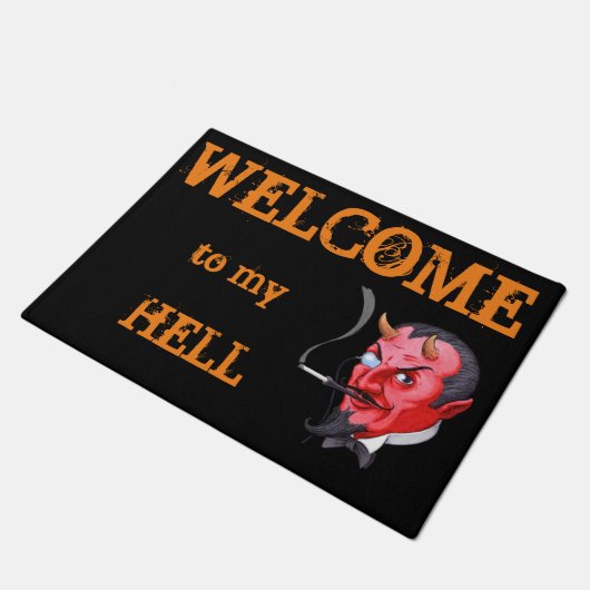 satan Willkommen Fußmatte (Schrägansicht)