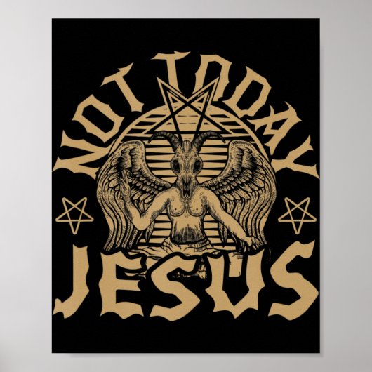 Satanic Baphomet Satan heute nicht Jesus tank oben Poster (Vorne)