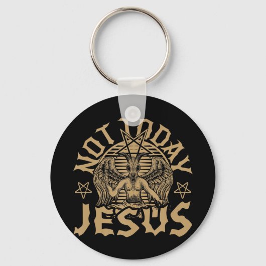 Satanic Baphomet Satan heute nicht Jesus tank oben Schlüsselanhänger (Vorderseite)