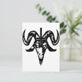 Satanic Goat Head mit Cross (schwarz) Postkarte (Stehend Vorderseite)