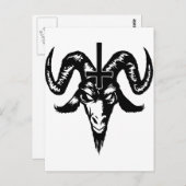 Satanic Goat Head mit Cross (schwarz) Postkarte (Vorne/Hinten)