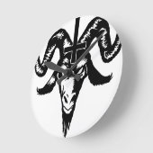 Satanic Goat Head mit Cross (schwarz) Runde Wanduhr (Winkel)