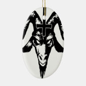 Satanic Goat Head mit Kreuz (schwarz) Keramik Ornament (Rechts)