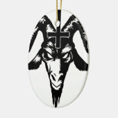 Satanic Goat Head mit Kreuz (schwarz) Keramik Ornament (Links)