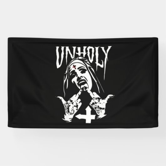 Satanic Nun Tattoos Unholy Banner (Horizontal)