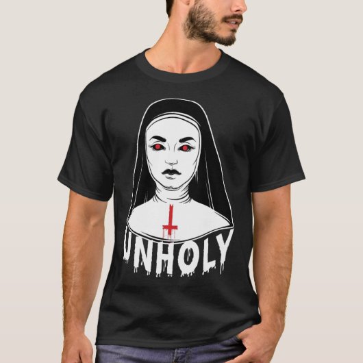 Satanic Nun Unholy Gothic Evil Lucifer Occult Witc T-Shirt (Vorderseite)