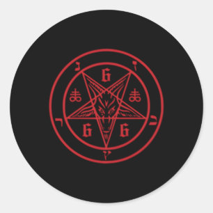 Satanic Pentagram 666 Sigil des Teufels Baphomet Runder Aufkleber