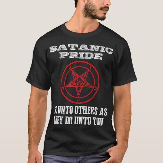 Satanic Pride Satanismus T Shirt Religiöse Geschen (Vorderseite)