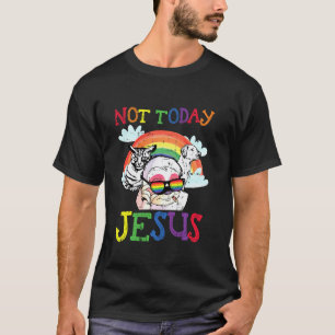 Satanische Lgbt Q Nicht Heute Jesus Faultier Katze T-Shirt