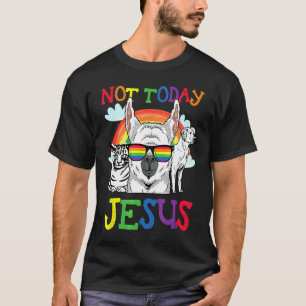 Satanische LGBT Q Nicht heute Jesus Lama Katze Hun T-Shirt