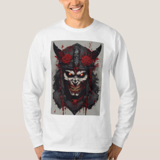 Satanische Symbole, zornige Zombie-Samurai-Gesicht T-Shirt