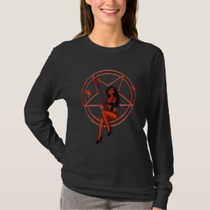 Satanische Teufels Puppe Grusel Pentagramm Okkulti T-Shirt