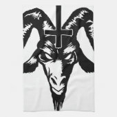 Satanischer Ziegen-Kopf mit Kreuz (Schwarzes) Handtuch (Vertikal)