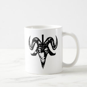 Satanischer Ziegen-Kopf mit Kreuz (Schwarzes) Kaffeetasse