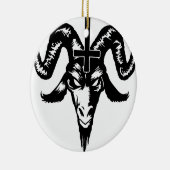 Satanischer Ziegen-Kopf mit Kreuz (Schwarzes) Keramikornament (Rechts)