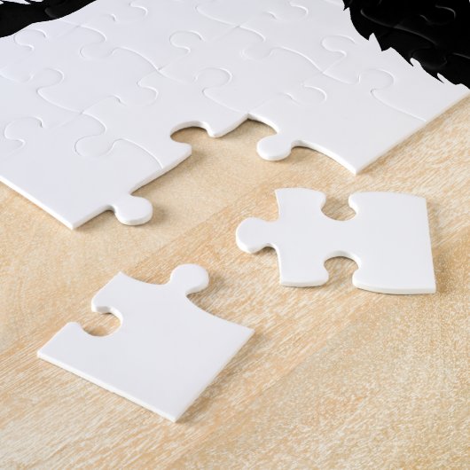 Satanischer Ziegen-Kopf mit Kreuz (Schwarzes) Puzzle (Seite)