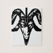 Satanischer Ziegen-Kopf mit Kreuz (Schwarzes) Puzzle (Vertikal)