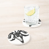 Satanischer Ziegen-Kopf mit Kreuz (Schwarzes) Sandstein Untersetzer (Seite)