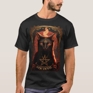 Satanisches Pentagramm Mystik-Katzen-Tarotkarte Te T-Shirt