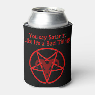 Satanist Bad Tharks Spaß Ziege Pentagramm Dosenkühler