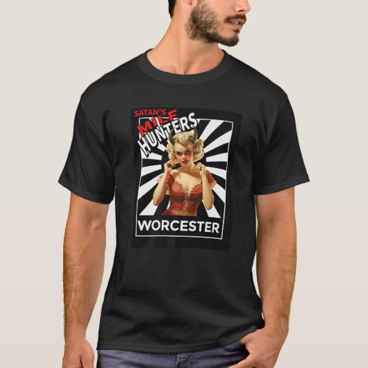 Satan's MILF Jäger von WORCESTER Retro She Devil T-Shirt (Vorderseite)