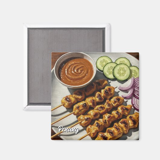 Satay in Penang Magnet (Vorderseite/Rückseite)