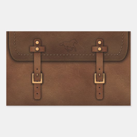 Satchel Pony Express Leder Rechteckiger Aufkleber (Vorderseite)