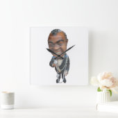 Satchmo. Quadratische Wanduhr (Zuhause)