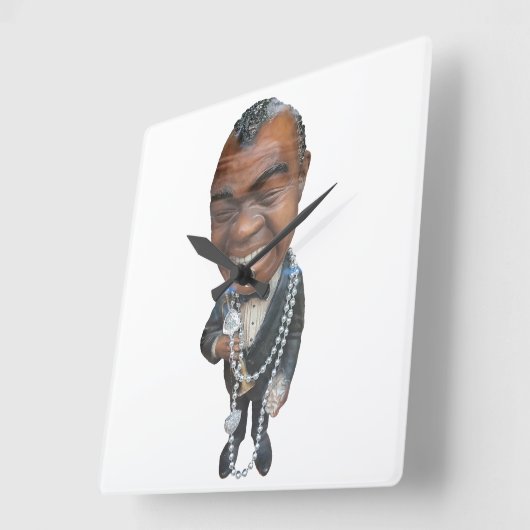 Satchmo. Quadratische Wanduhr (Winkel)