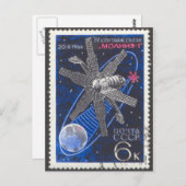 Satellit der sowjetischen Kommunkationen nach der  Postkarte (Vorne/Hinten)