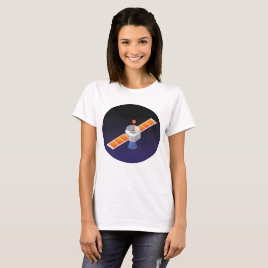 Satellit im Weltraum T-Shirt (Vorne ganz)